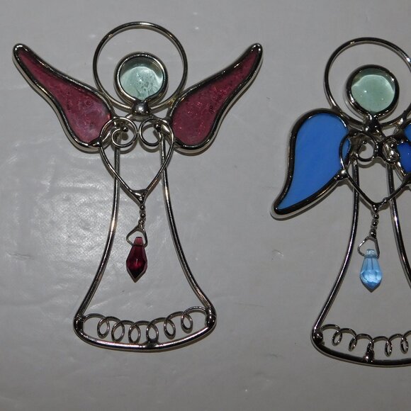 Set 3 Stained Glass Angel Christmas Tree Ornaments - Picture 2 of 5